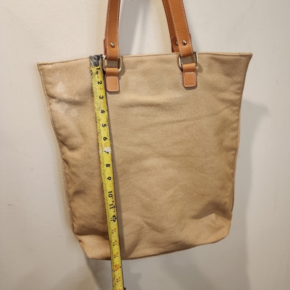 J. Mclaughlin Tan Canvas Tote Bag with Leather Straps - Picture 10 of 13